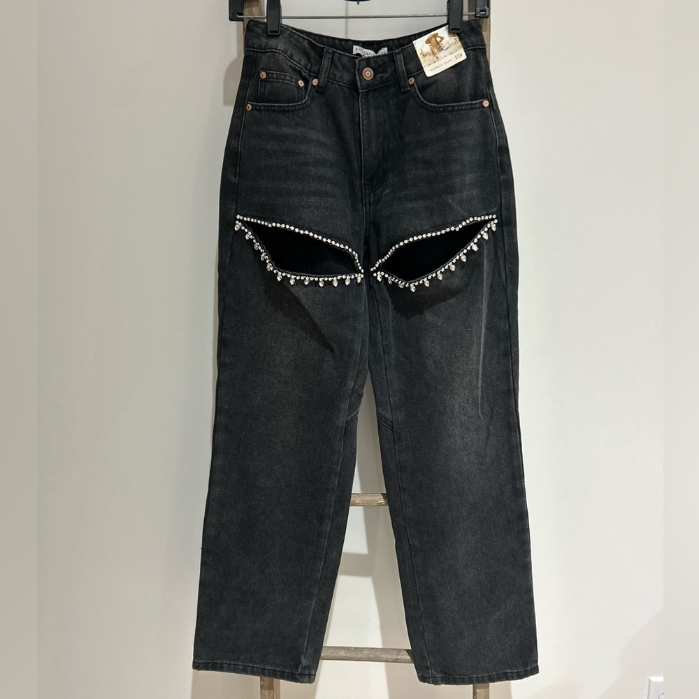Sincerely Jules Black Denim Rhinestone Accents Taylor Swift Heart Size 1/24 NWT